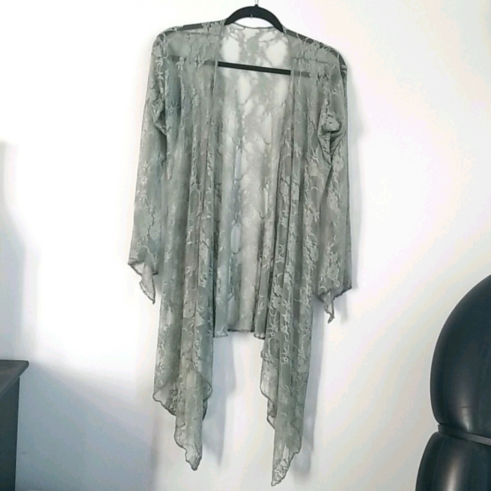 Grey boho gypsy lace kimono